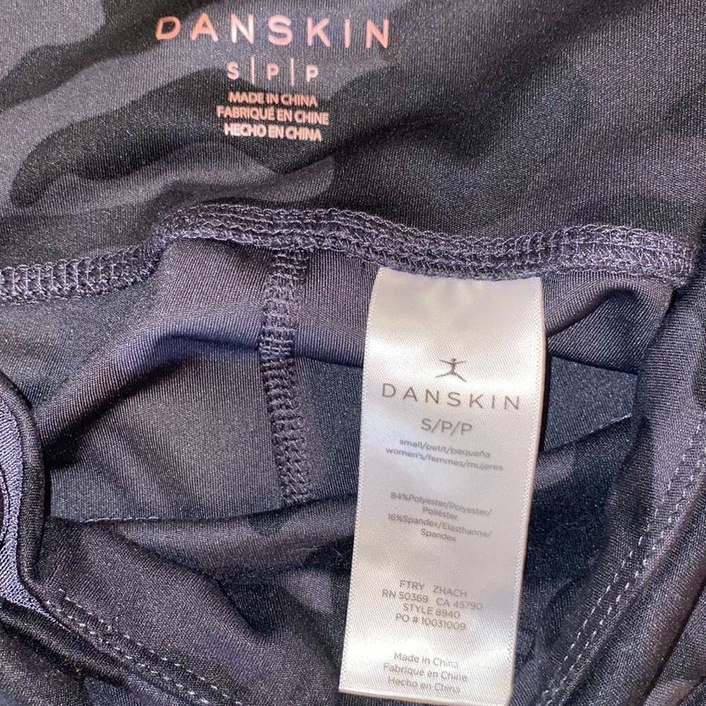 Danskin Camouflage Leggings Waistband Tights Small Camo Workout Pants Blue/Grey - Picture 4 of 6